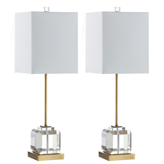Zayne 27.5 in. Clear/Brass Gold Table Lamp
