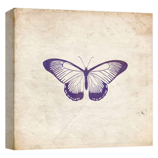 ''Deep Purple Butterfly'' Canvas Abstract Wall Art 15 in. x 15 in.