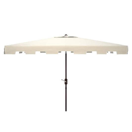 Zimmerman 10 ft. Aluminum Rectangular Market Tilt Patio Umbrella in Beige/White